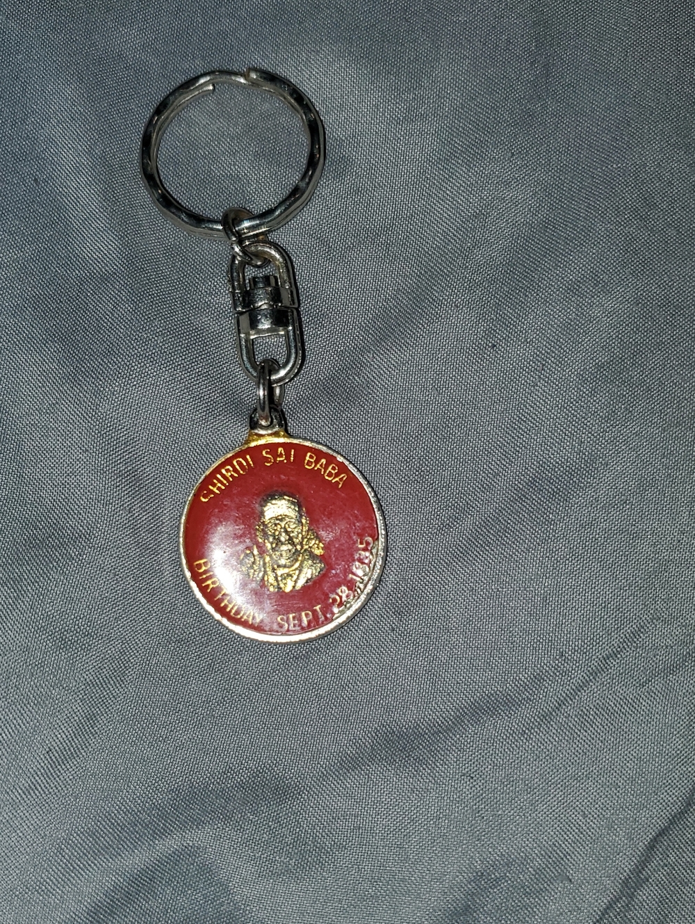 Sai Baba Red Enamel Religious Keychain